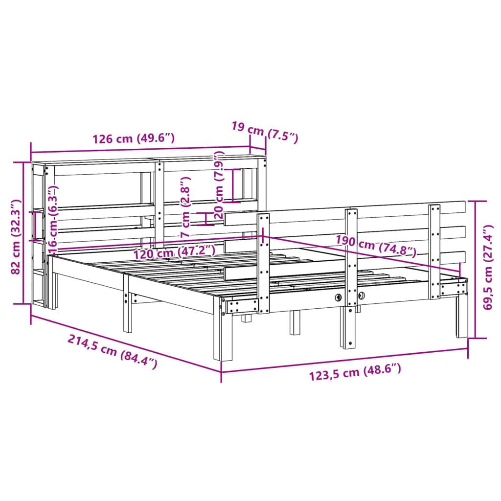 vidaXL Bettgestell mit Kopfteil ohne Matratze Weiß 120x190 cm