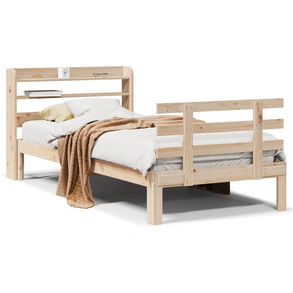 vidaXL Bettgestell mit Kopfteil ohne Matratze 75x190 cm