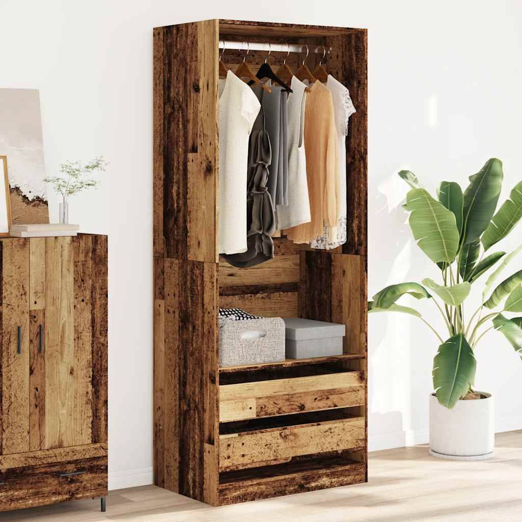 vidaXL Kleiderschrank Altholz-Optik 80x50x200 cm Holzwerkstoff