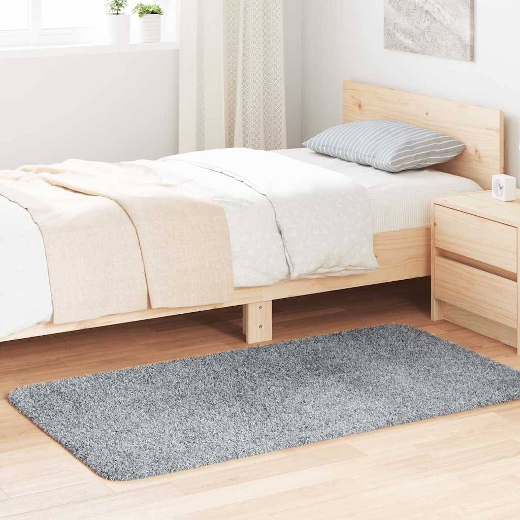 vidaXL Teppich Shaggy Hochflor NAVARRA Silbergrau 80x150 cm Polyester