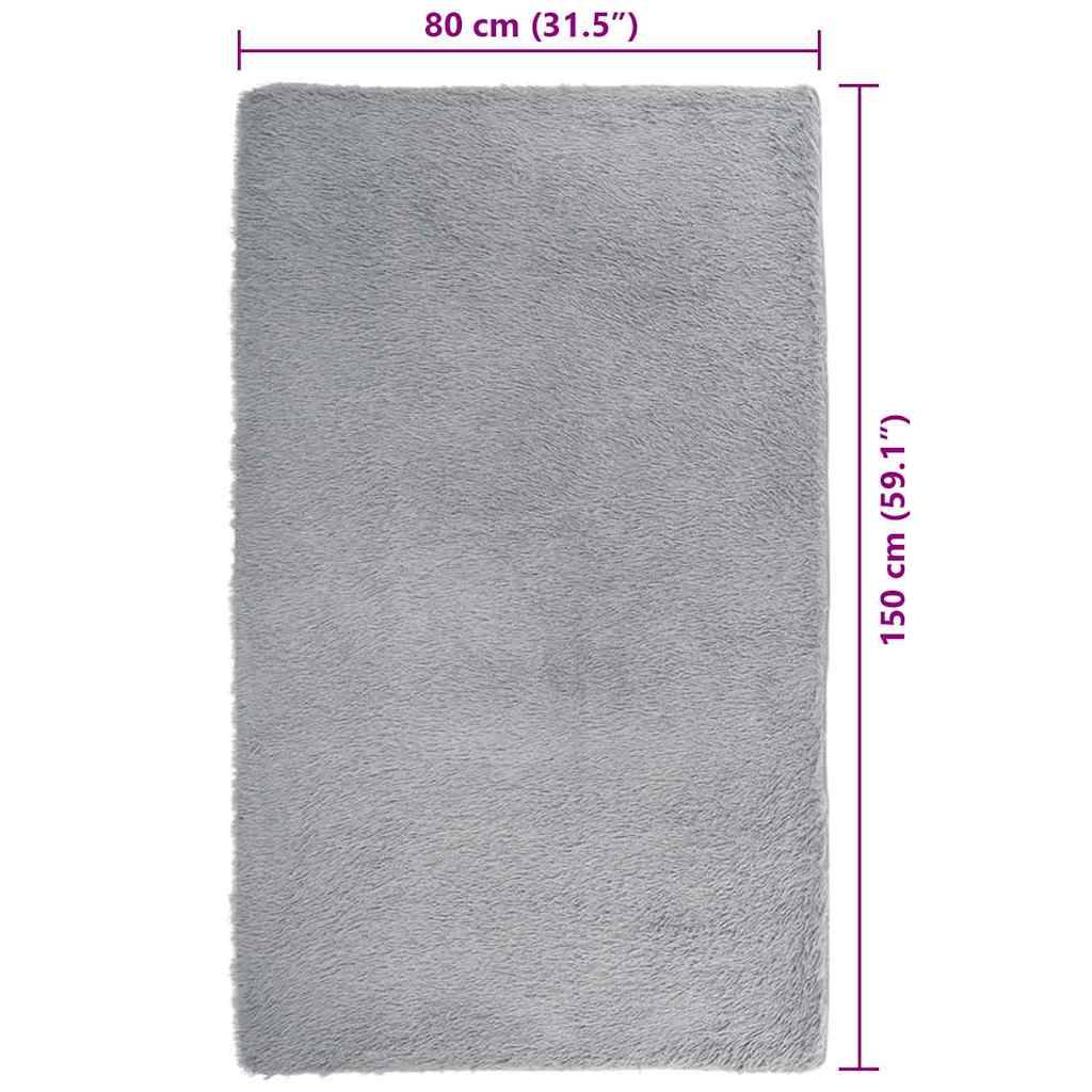 vidaXL Teppich Shaggy Hochflor NAVARRA Silbergrau 80x150 cm Polyester