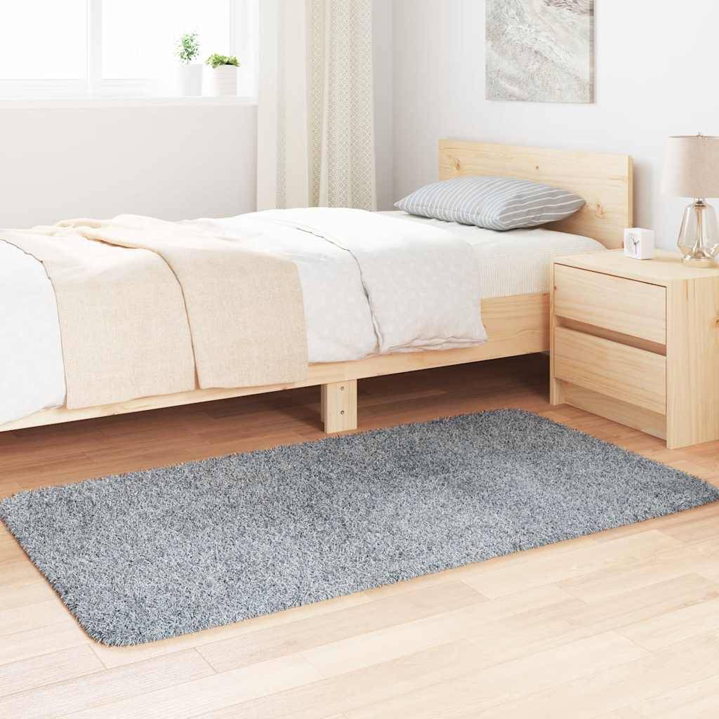 vidaXL Teppich Shaggy Hochflor NAVARRA Silbergrau 80x150 cm Polyester