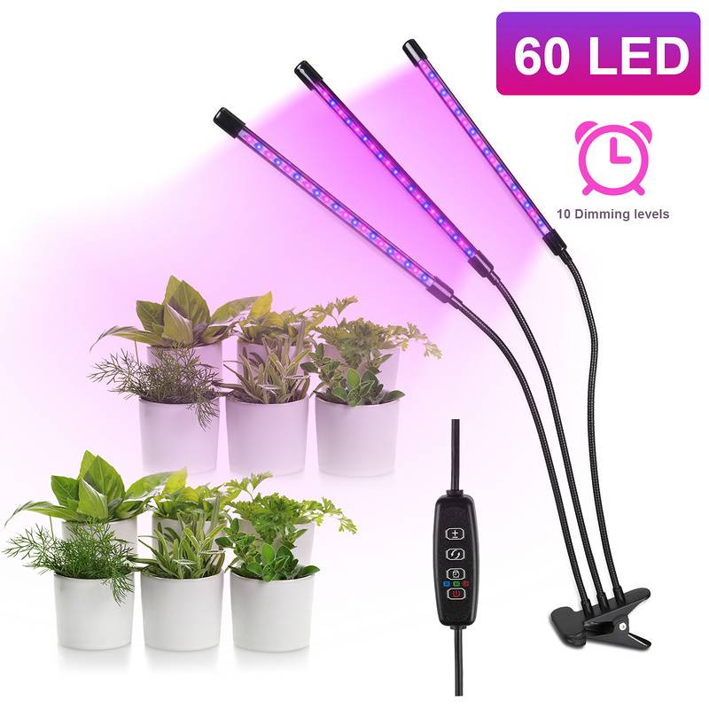 30Watt Pflanzenlampe Pflanzenleuchte LED Grow Light – automatischer Timer 3–9–12 Stunden