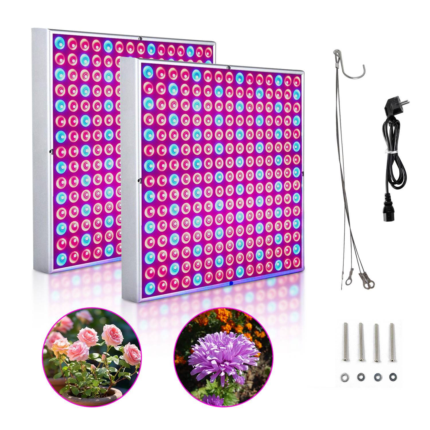 2PCS Pflanzenlampe LED, 15W mit 225 Rot&Blau LEDs Pflanzenlicht Pflanzenleuchte, LED Grow Lampe, Wachstumslampen für Zimmerpflanzen, Blumen im Ga