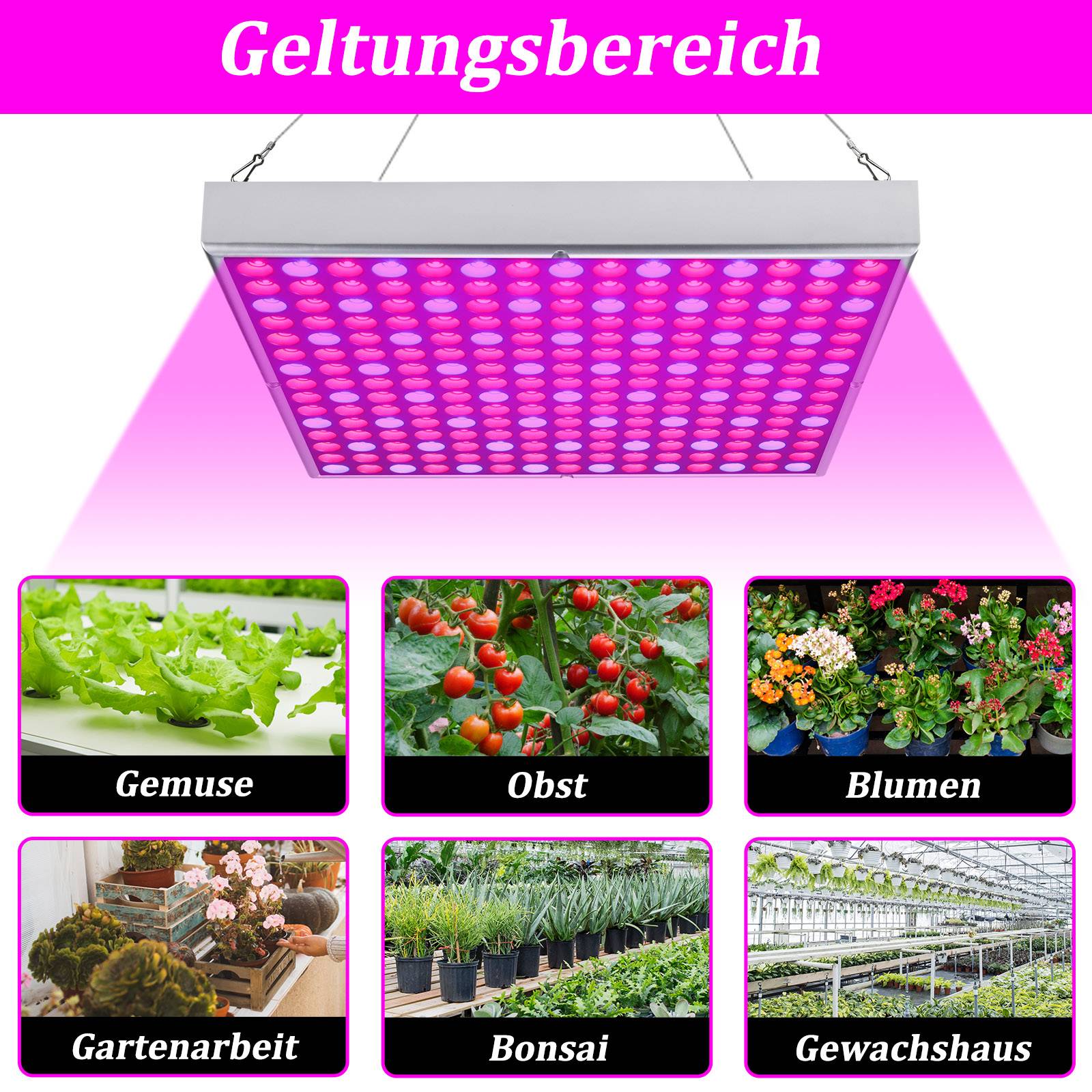 2PCS Pflanzenlampe LED, 15W mit 225 Rot&Blau LEDs Pflanzenlicht Pflanzenleuchte, LED Grow Lampe, Wachstumslampen für Zimmerpflanzen, Blumen im Ga
