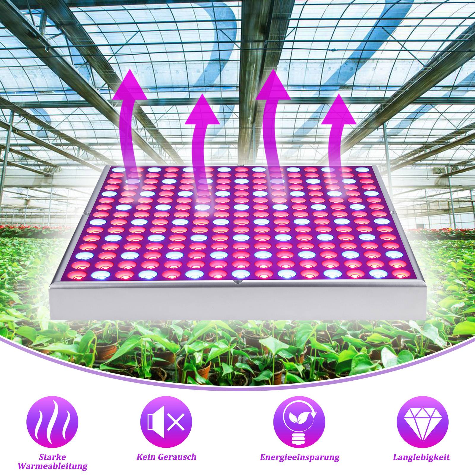 2PCS Pflanzenlampe LED, 45W mit 225 Rot&Blau LEDs Pflanzenlicht Pflanzenleuchte, LED Grow Lampe, Wachstumslampen für Zimmerpflanzen, Blumen im Ga
