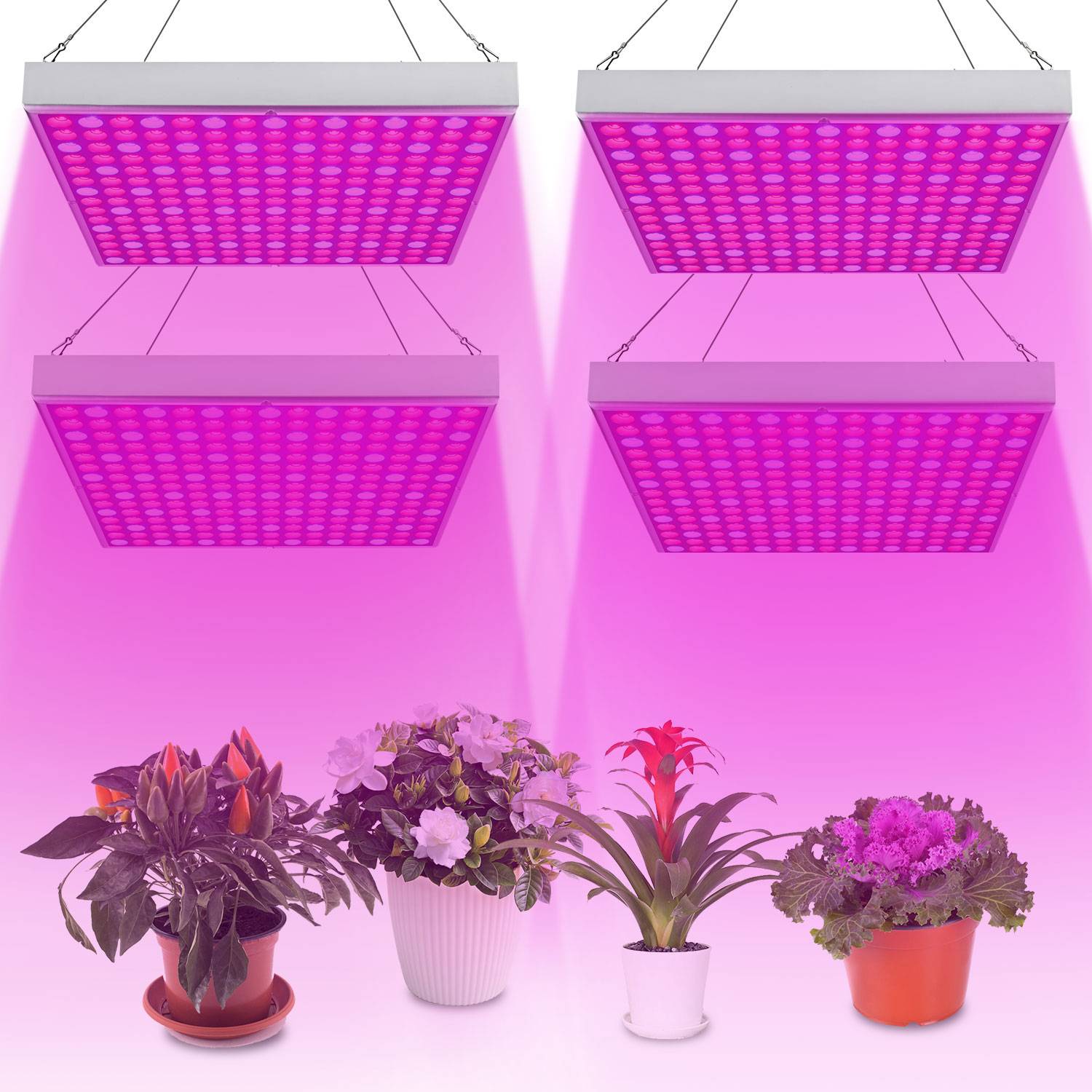 4PCS Pflanzenlampe LED, 15W mit 225 Rot&Blau LEDs Pflanzenlicht Pflanzenleuchte, LED Grow Lampe, Wachstumslampen für Zimmerpflanzen, Blumen im Ga