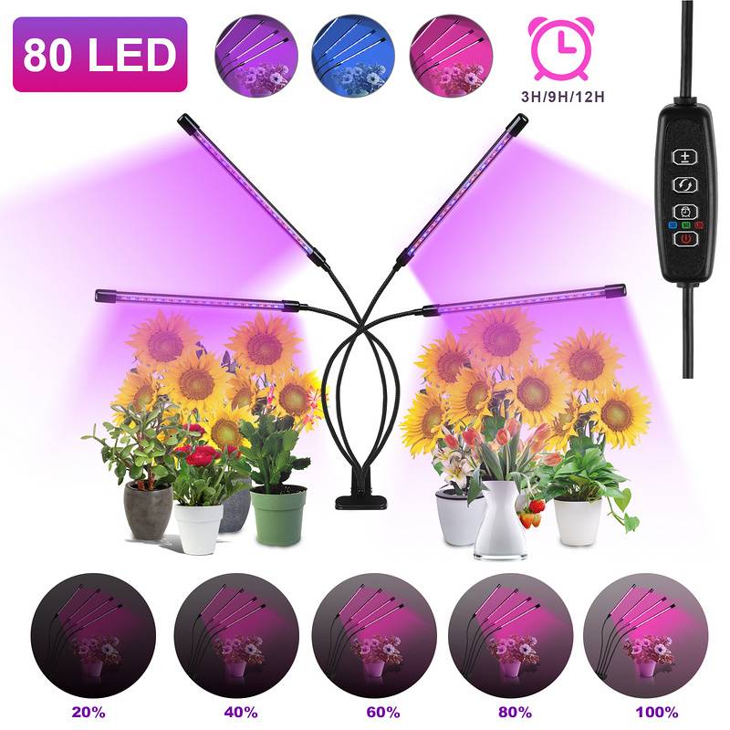 Pflanzenlampe Pflanzenleuchte LED Grow Light 40 W – automatischer Timer 3–6–12 Stunden
