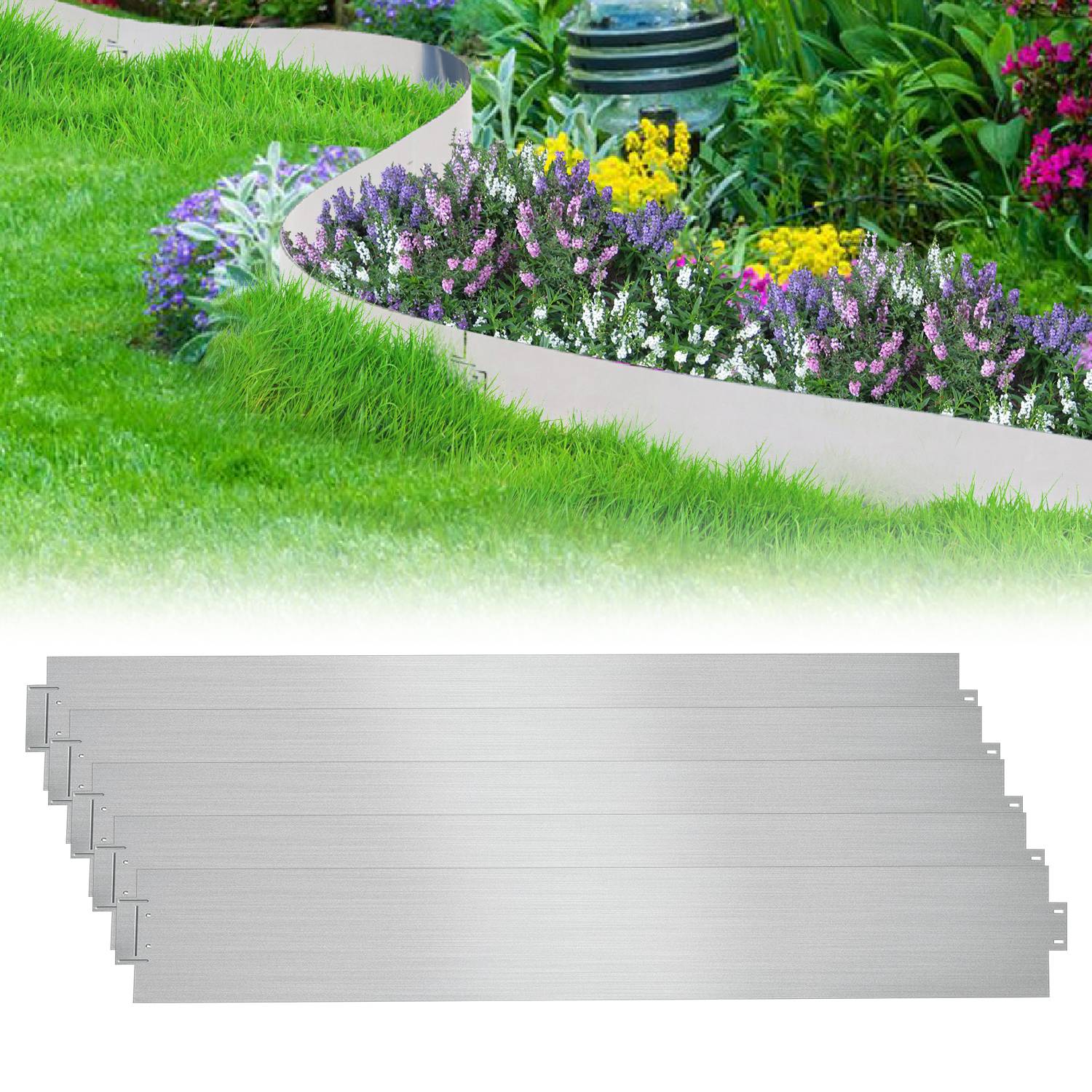 Rasenkante Metall Beeteinfassung Beetumrandung Mähkante Palisade Beetrand 100x18cm 5m