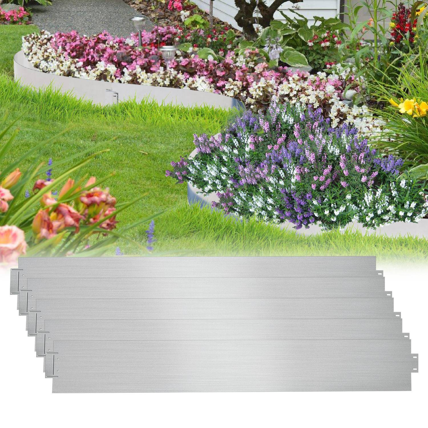 Rasenkante Metall Beeteinfassung Beetumrandung Mähkante Palisade Beetrand 100x18cm 10m