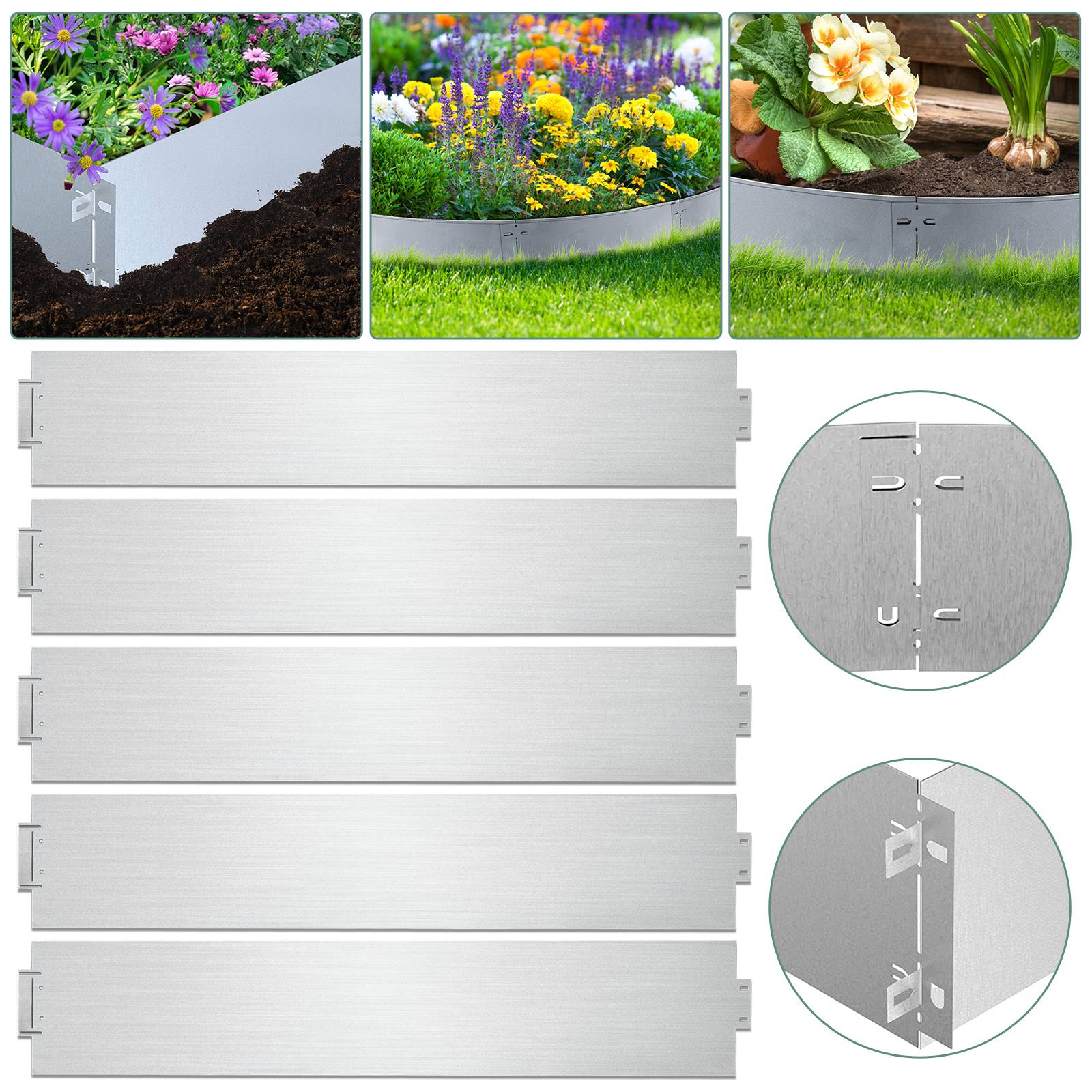 Rasenkante Metall Beeteinfassung Beetumrandung Mähkante Palisade Beetrand 100x18cm 20m