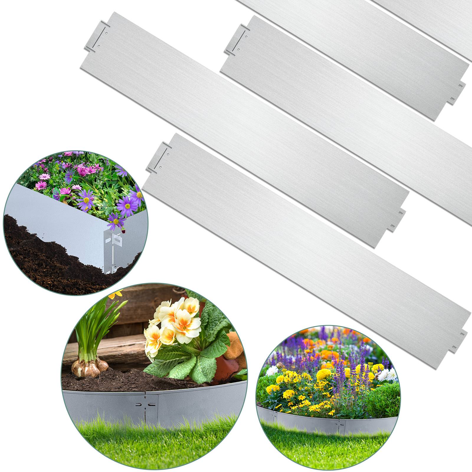 Rasenkante Metall Beeteinfassung Beetumrandung Mähkante Palisade Beetrand 100x18cm 30m