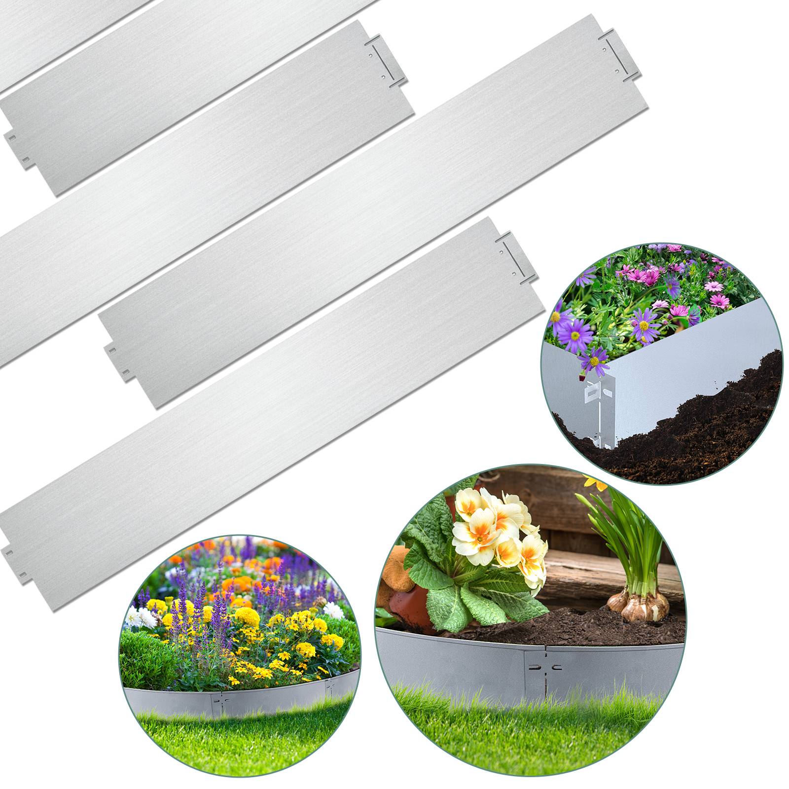 Rasenkante Metall Beeteinfassung Beetumrandung Mähkante Palisade Beetrand 100x18cm 35m