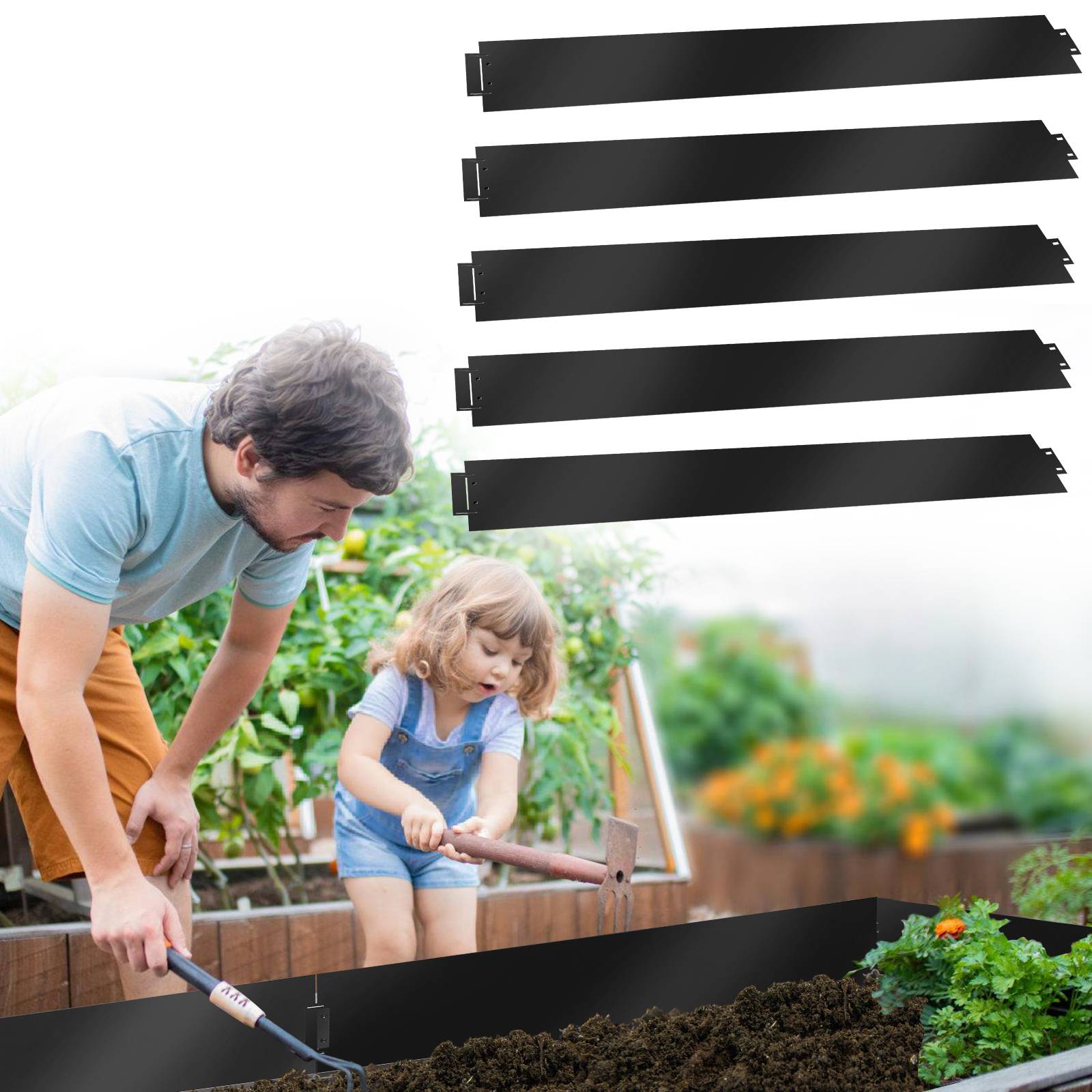 Rasenkante Metall Beeteinfassung Beetumrandung Mähkante Palisade Beetrand Schwarz 100x18cm 25m