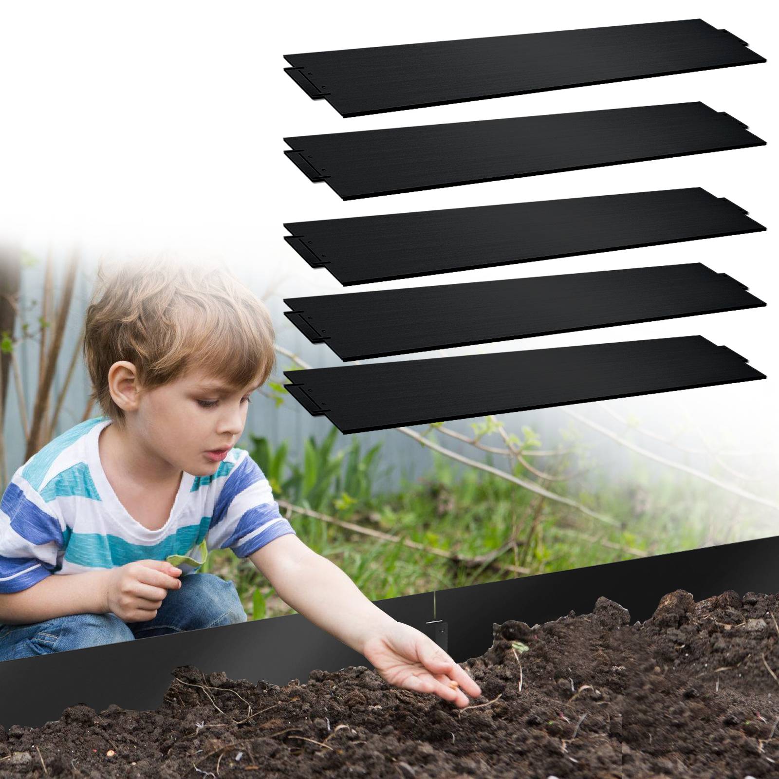 Rasenkante Metall Beeteinfassung Beetumrandung Mähkante Palisade Beetrand Schwarz 100x15cm 50m