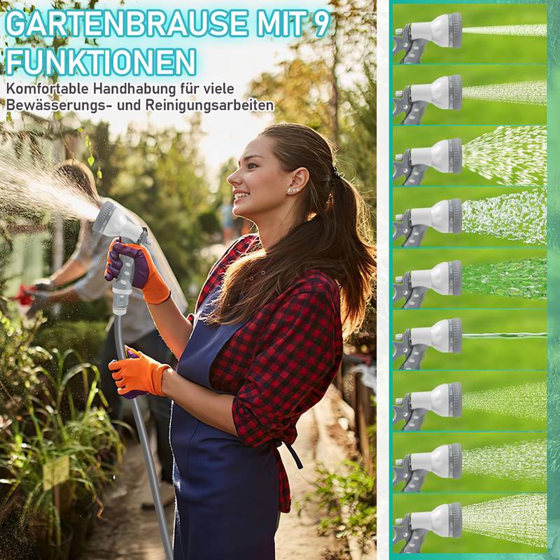 Schlauchtrommel Schlauchaufroller 20M 180°Schwenkbar Premium Automatik Wand-Schlauchbox mit Wasserpistole, Inkl. Wandhalterung, Grau