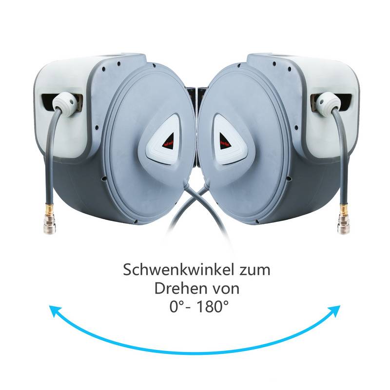 Schlauchtrommel Schlauchaufroller Automatik Druckluft automatisch 30m Druckluftschlauch 1/4 Anschluss incl. Wandschlauchhalter, max. 18 bar