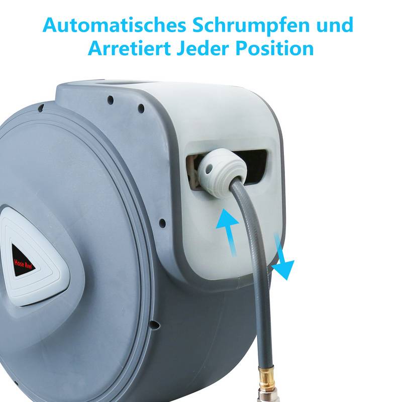 Schlauchtrommel Schlauchaufroller Automatik Druckluft automatisch 30m Druckluftschlauch 1/4 Anschluss incl. Wandschlauchhalter, max. 18 bar
