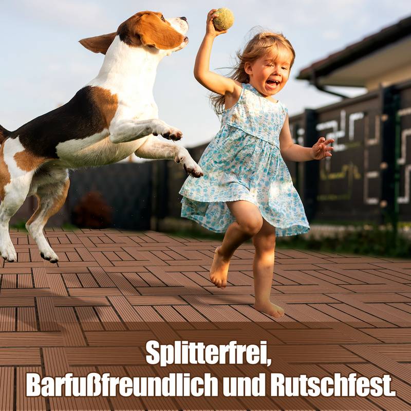 WPC-Fliesen 44er Set Terrassenfliesen 30x30cm Fliesenset im Klicksystem