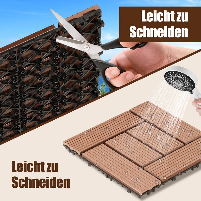 WPC-Fliesen 44er Set Terrassenfliesen 30x30cm Fliesenset im Klicksystem