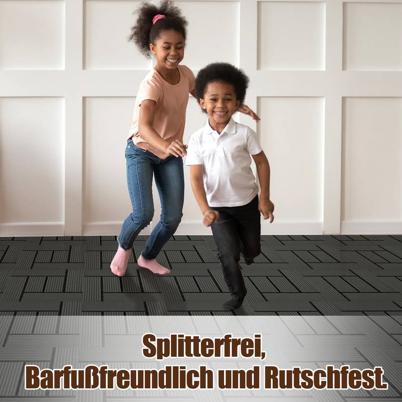 WPC Klickfliesen 4m² 44st. | Terrassenfliesen, Balkonfliesen, Holzfliese - Anthrazit , 30x30 cm