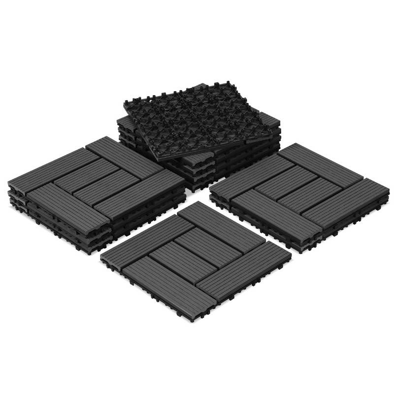 WPC Klickfliesen 5m² 55st. | Terrassenfliesen, Balkonfliesen, Holzfliese - Anthrazit , 30x30 cm
