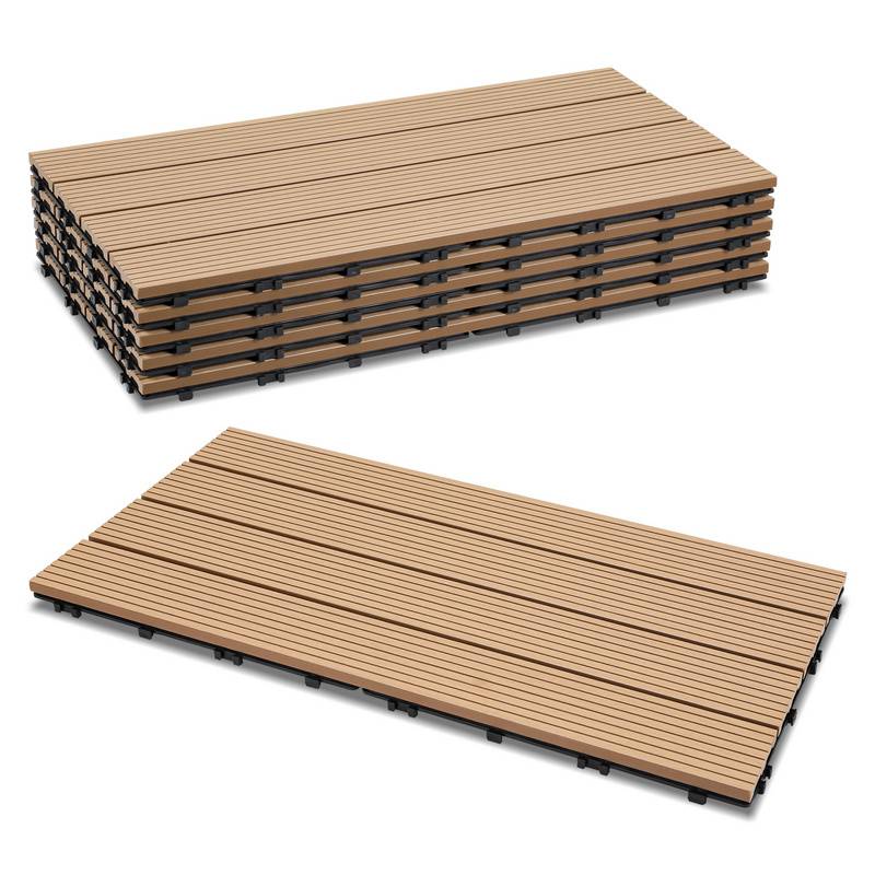12 Stk. WPC-Fliesen Terrassenfliesen Klickfliesen Bodenfliese Holzoptik 30x60cm Teak