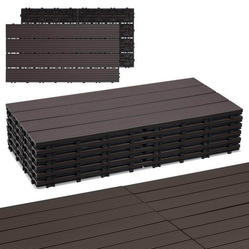 30 Stück=5 m² Terrassenfliesen Balkonfliesen WPC Fliesen Balkon Garten Dunkelbraun 30x60cm