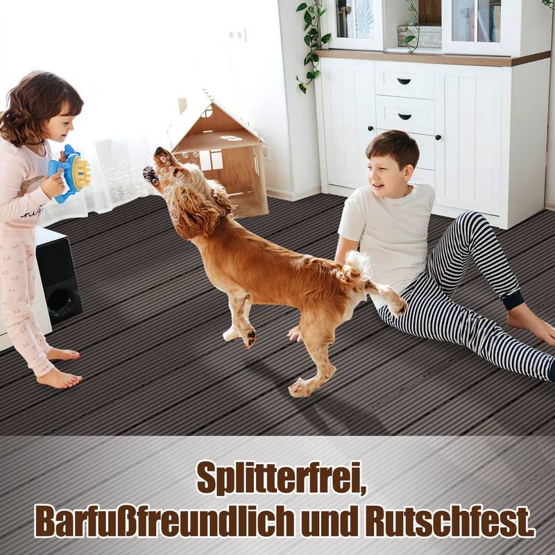 30 Stück=5 m² Terrassenfliesen Balkonfliesen WPC Fliesen Balkon Garten Dunkelbraun 30x60cm