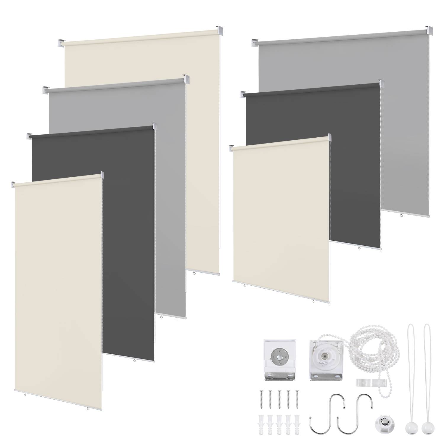 2 Stücke Senkrechtmarkise Anthrazit 140 x 140cm Vertikalmarkise für Terrasse Balkon Seitenrollo Sichtschutz Sonnenschutz UV-Beständig