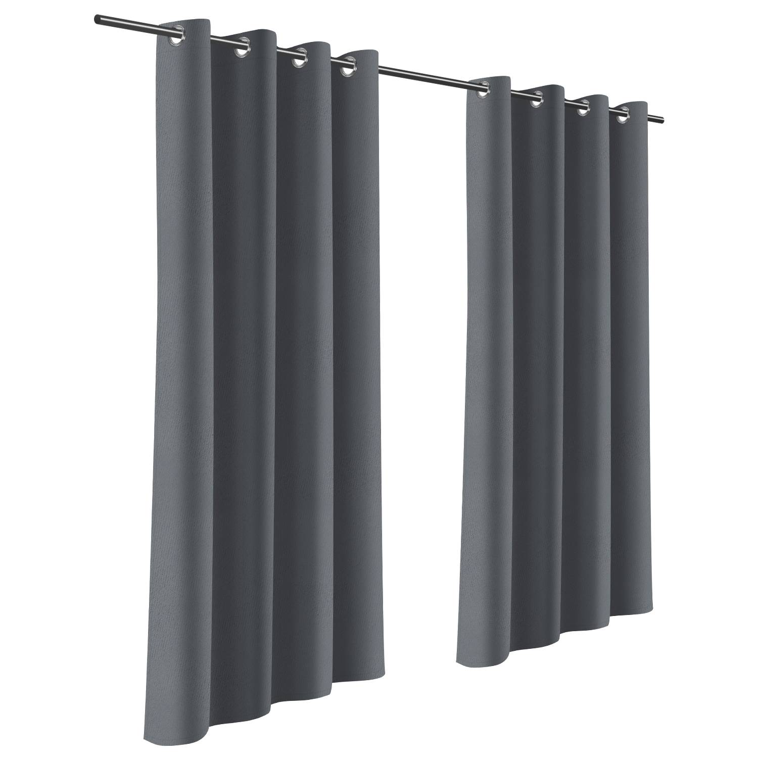 Outdoor Vorhang 2er-Set 132 x 244cm Gardinen Outdoorvorhänge Blickdicht mit Ösen, Garten Patio Balkon Wasserdicht, Dunkelgrau