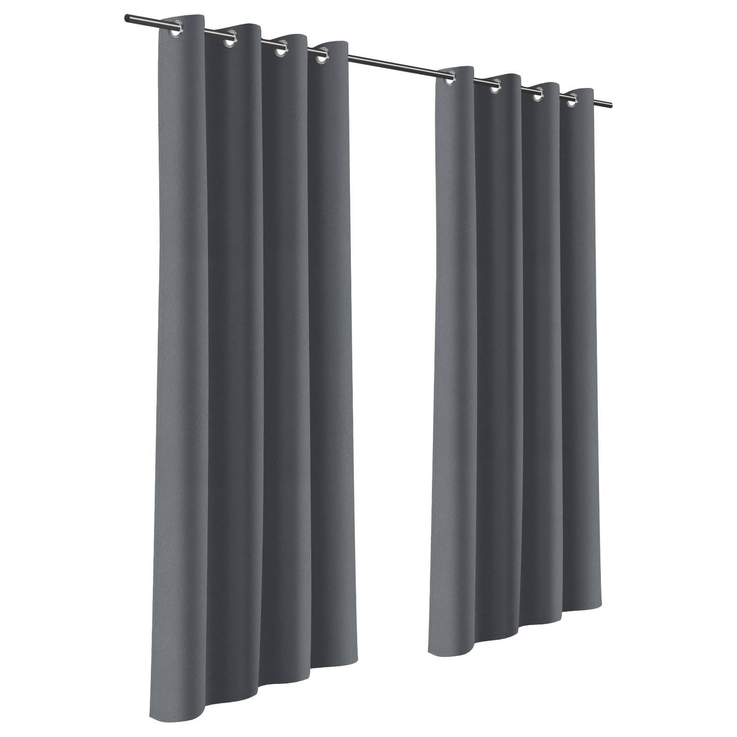 2er-Set Outdoor Vorhang mit Ösen Gardinen Verdunkelungsvorhang Blickdicht Garten Patio Balkon Dunkelgrau 132 x 244cm