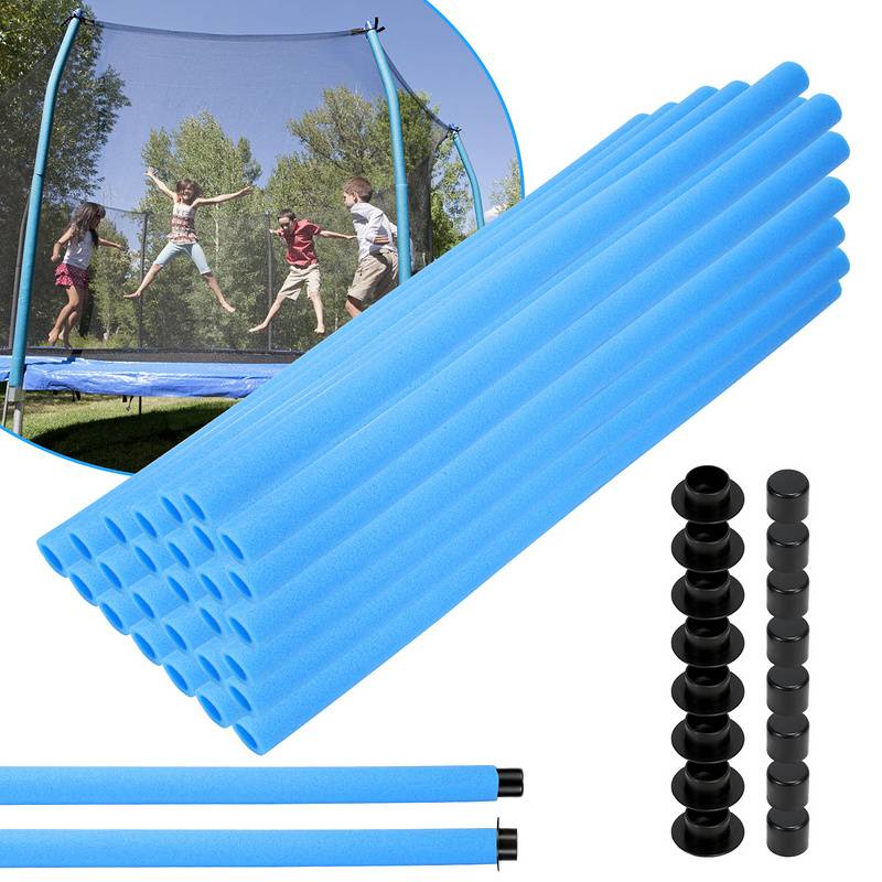 Trampolin Schaumstoff 92 cm Schaumstoffrohre Schaumstoffpolster Stangenschutz(Blau, 16 Stück)