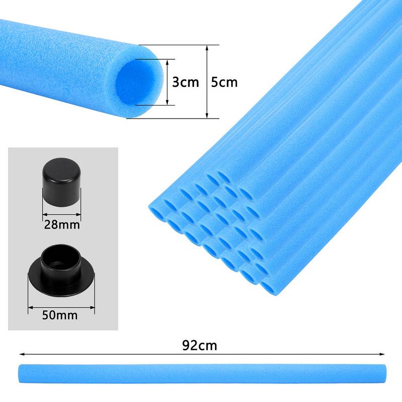 Trampolin Schaumstoff 92 cm Schaumstoffrohre Schaumstoffpolster Stangenschutz(Blau, 16 Stück)