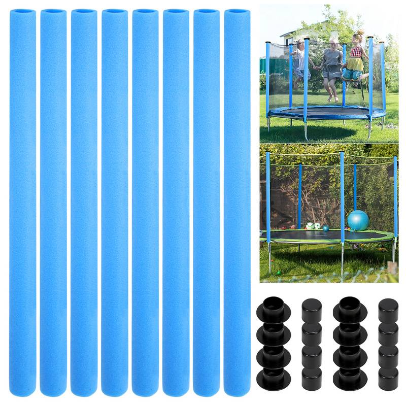 Trampolin Schaumstoff 92 cm Schaumstoffrohre Schaumstoffpolster Stangenschutz(Blau, 16 Stück)