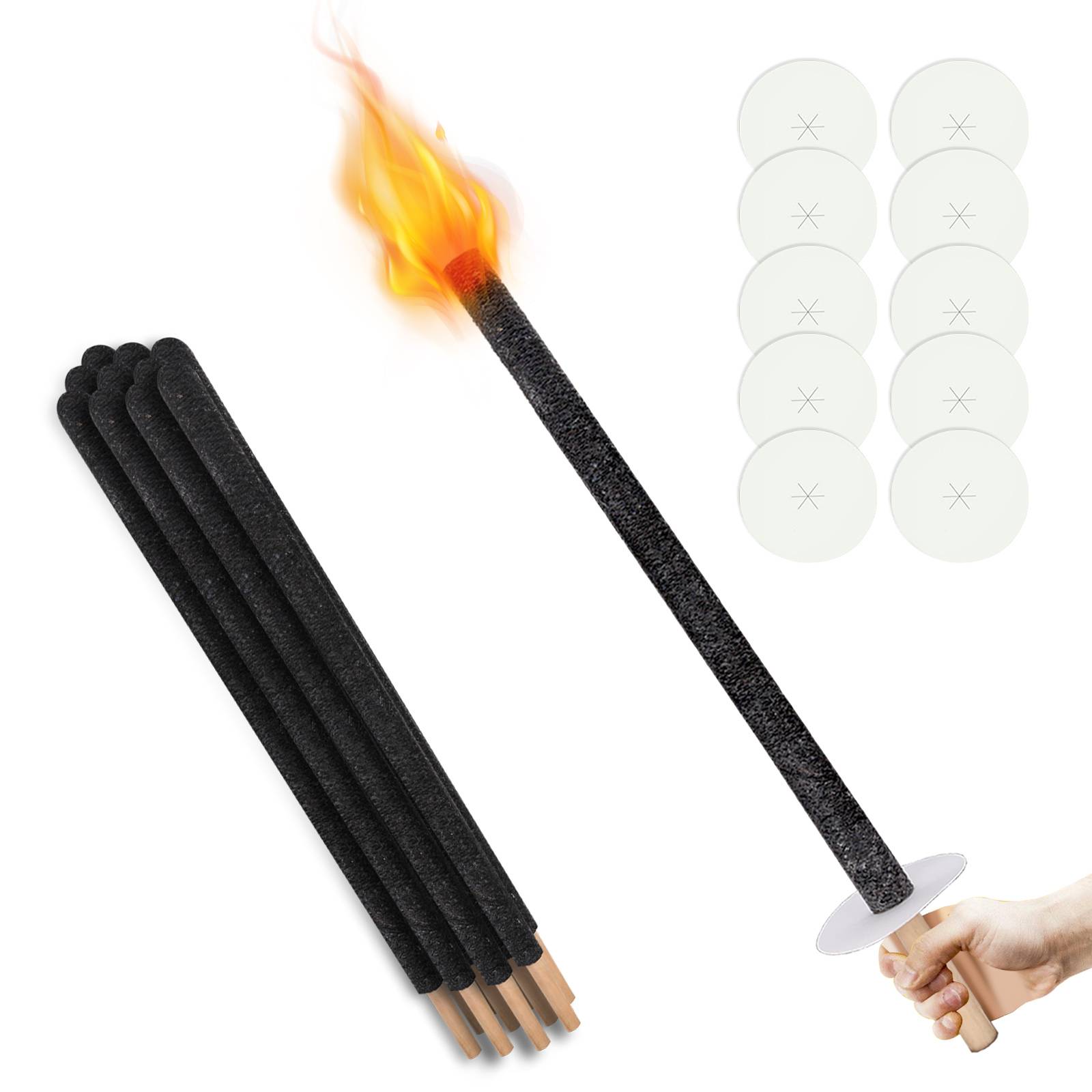 Fackeln Brennzeit 45 min Wachsfackeln inkl. Handschutz Langem Griff Garten Outdoor 10x