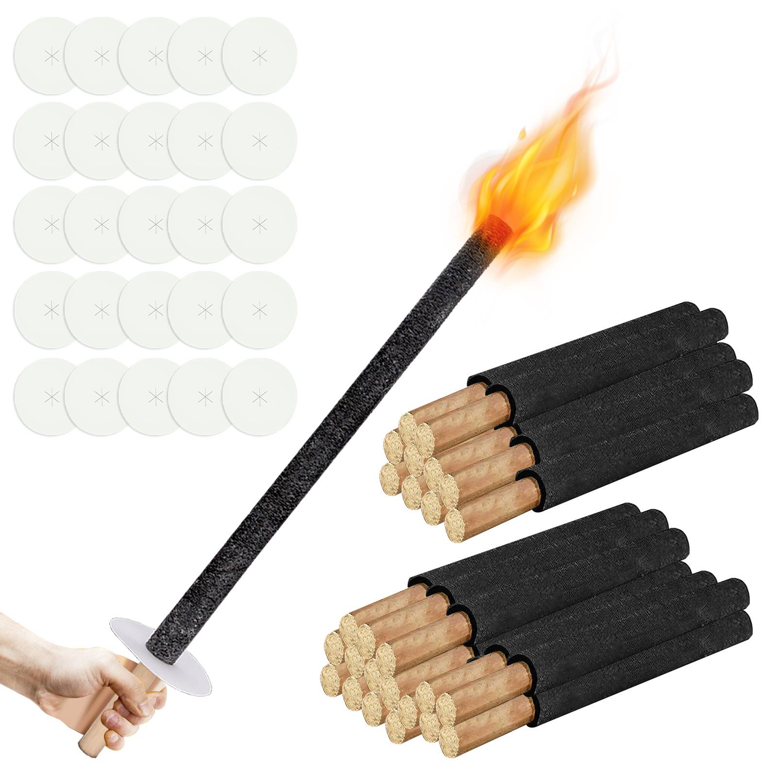 Fackeln Brennzeit 45 min Wachsfackeln inkl. Handschutz Langem Griff Garten Outdoor 25x