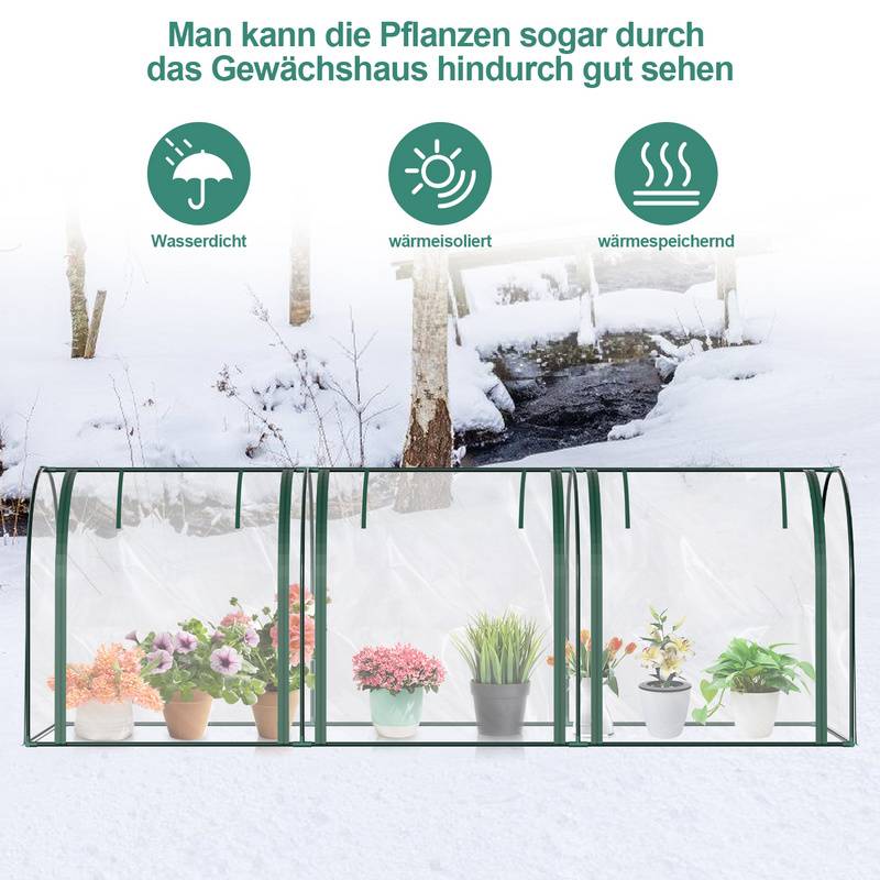 Foliengewächshaus, Gewächshaus, Treibhaus mit Tür, Frühbeet, Pflanzenhaus, Pflanzenaufzucht, Folie, transparent, 270 x 90 x 90 cm