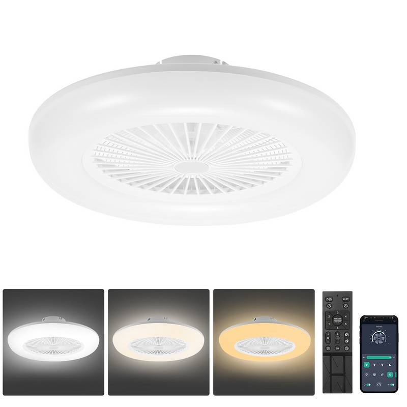 80W Deckenventilator mit LED Beleuchtung und Fernbedienung Ventilator Lüfter Deckenlampe Weiß