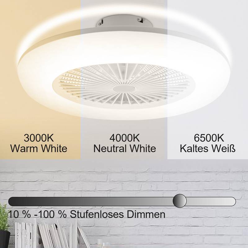 80W Deckenventilator mit LED Beleuchtung und Fernbedienung Ventilator Lüfter Deckenlampe Weiß