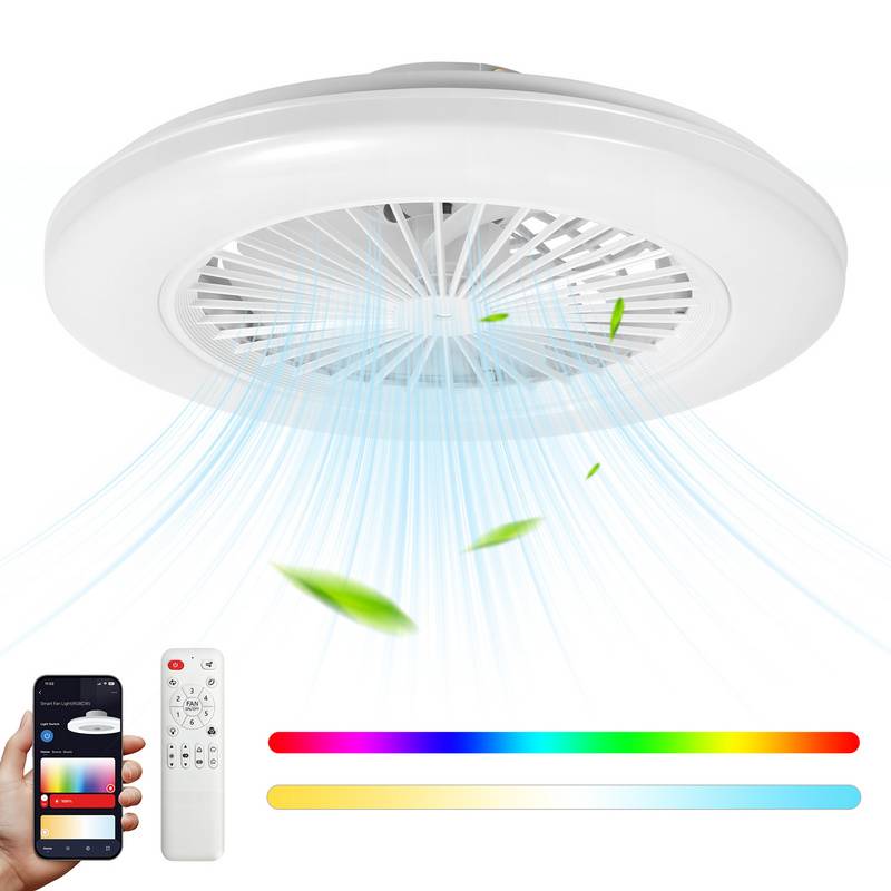 RGB Deckenventilator mit Beleuchtung und Fernbedienung RGB Deckenleuchte Leise Ventilator Deckenlampe