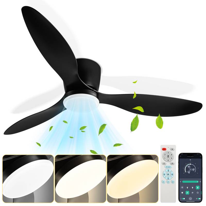 LED Deckenventilator mit Beleuchtung und Fernbedienung Dimmbar Deckenleuchte Schlafzimmer Wohn 132CM