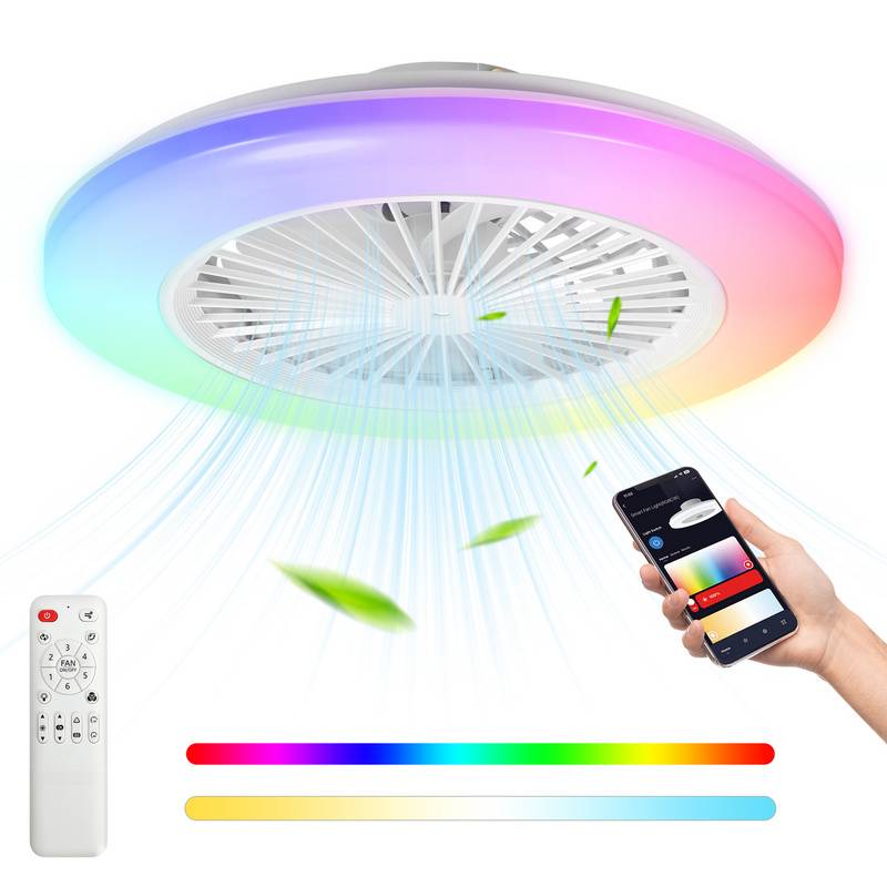 RGB Deckenventilator mit LED Beleuchtung und Fernbedienung Ventilator Lüfter Deckenlampe Weiß