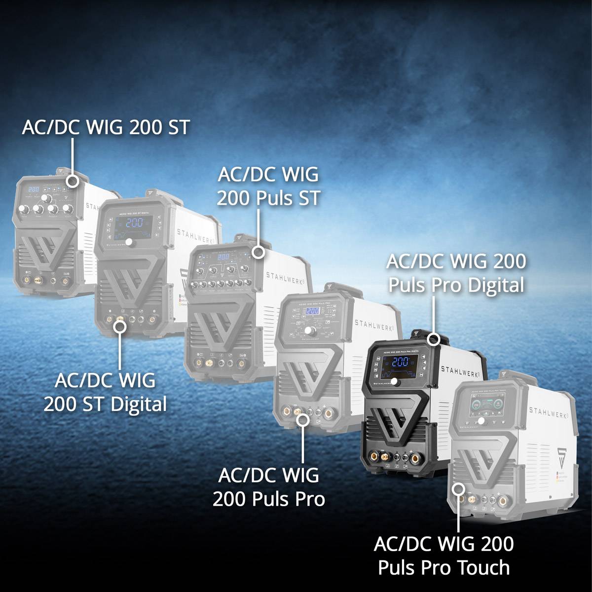STAHLWERK Schutzgas Schweißgerät AC/DC WIG 200 Puls Pro Digital Spot 200 A