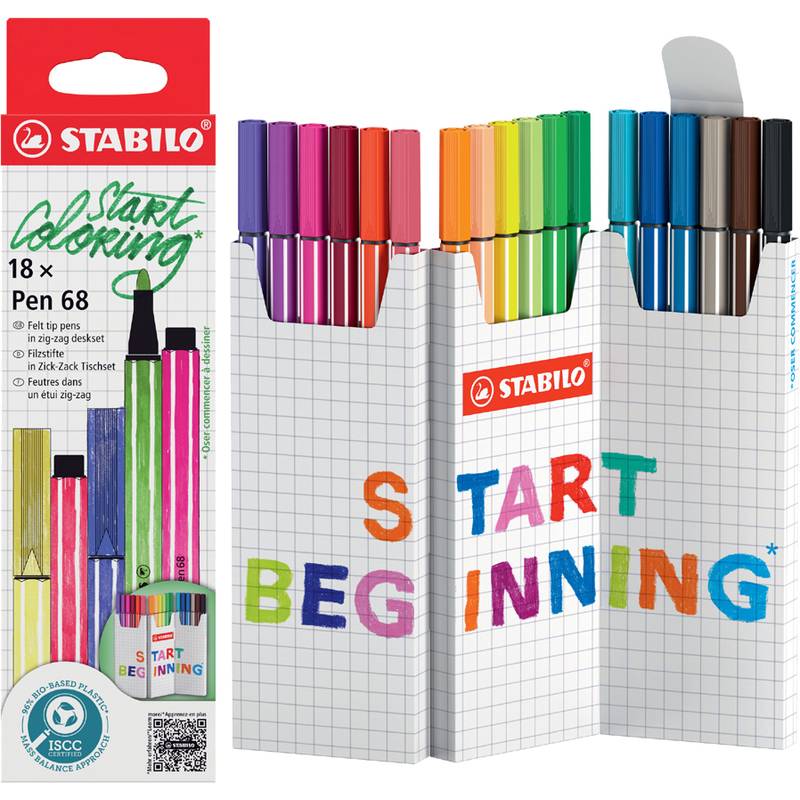 STABILO Pen 68 Filzstifte farbsortiert 18 St.