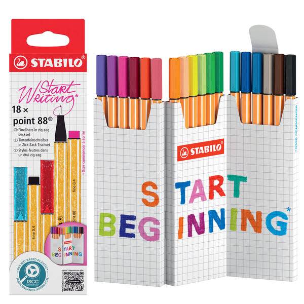 Fineliner point 88 Tischset 18 Stück/18 Farben Zick-Zack