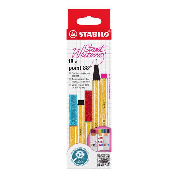 Fineliner point 88 Tischset 18 Stück/18 Farben Zick-Zack
