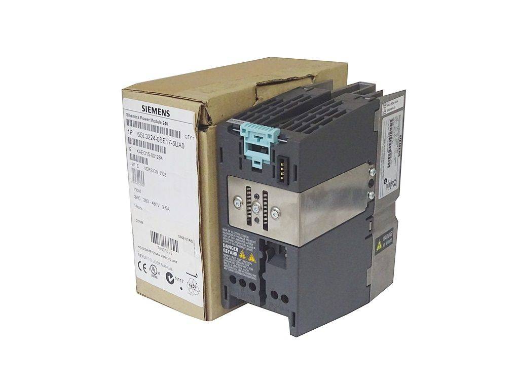 Siemens SIMATIC DP ET 200S 6ES7 132-4BB31-0AA0 Modul mit Originalverpackung, bestehend aus verschiedenen Etiketten und Anschlüssen.