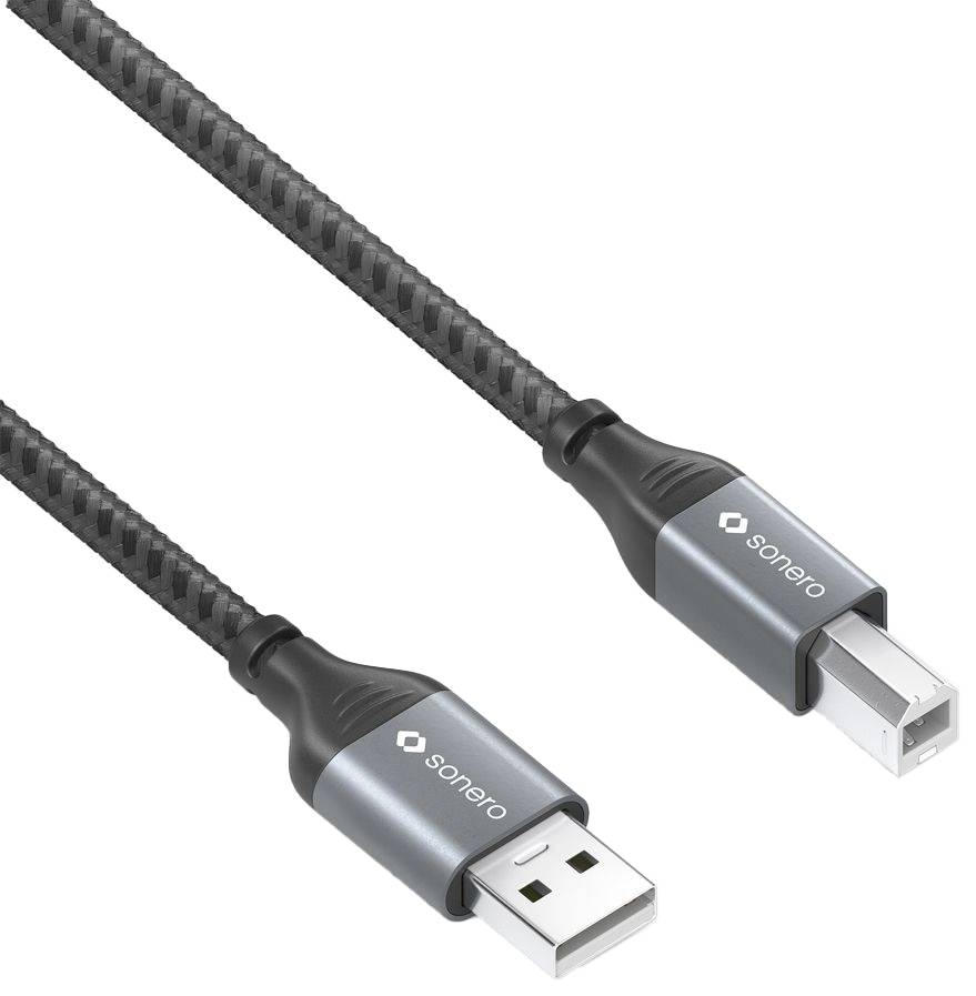 SONERO USB 2.0 Kabel SPC-U010-015 A/B 1,5m grau-schwarz