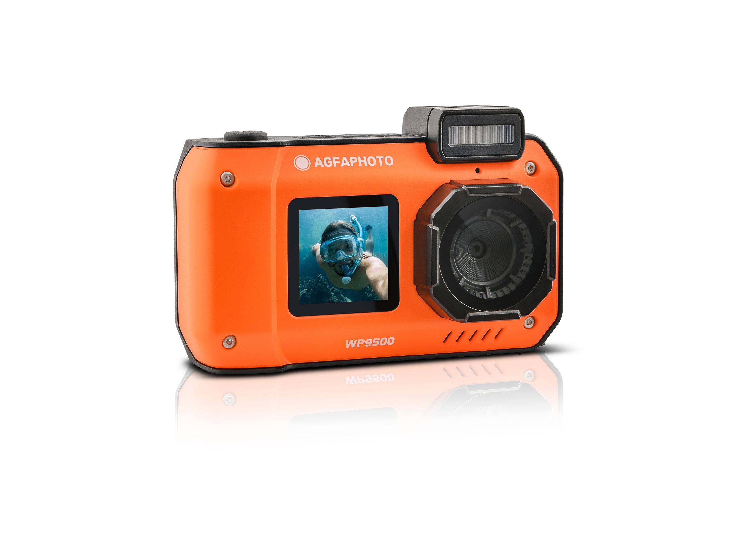 AgfaPhoto Realishot WP9500 – Wasserdichte Digitalkamera Orange - 24 MP, 18X Digitalzoom, 4K Videoaufnahme
